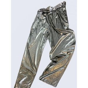 Vintage PG Collections Ginger Bort Silver Llamé High Waist Pants Size 10 MINT